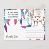 Boho Waterverf Dreamweaver Roos Gold Save Dates Aankondigingskaart (Achterkant)