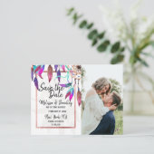 Boho Waterverf Dreamweaver Roos Gold Save Dates Aankondigingskaart (Staand voorkant)