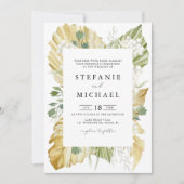 Boho Waterverf Drift Palm Leaves Summer Wedding Kaart (Voorkant)
