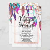 Boho Waterverf Drocatcher Roos Gold Wedding Kaart (Voorkant / Achterkant)