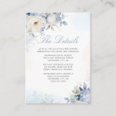 Boho Waterverf Dusty Blue Floral Wedding Details Informatiekaartje (Voorkant)