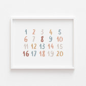 Boho waterverf educatieve nummers poster