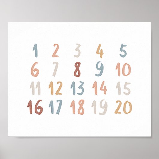 Boho waterverf educatieve nummers poster (Voorkant)