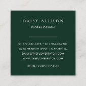 Boho Waterverf Elegant Greenery Vierkante Visitekaartje (Achterkant)