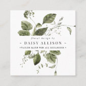 Boho Waterverf Elegant Greenery Vierkante Visitekaartje (Voorkant)