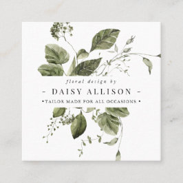 Boho Waterverf Elegant Greenery Vierkante Visitekaartje