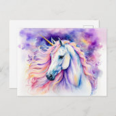 Boho Waterverf Elegante Eenhoorn Briefkaart (Voorkant / Achterkant)