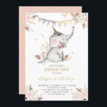 Boho Waterverf Elephant Floral Kids Birthday Kaart<br><div class="desc">Boho Waterverf Elephant Floral Birthday Party Invitation | Familie en vrienden uitnodigen met deze uitnodiging om het bos te verjaarden. Deze editable Kinderverjaardagsuitnodiging bevat waterverf illustraties van een olifant met bloemen, bladeren en veren accenten. Deze tribale uitnodiging is perfect voor een bohemen-thema en verjaardagen met bohemen-thema. De teksten zijn volledig...</div>