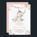 Boho Waterverf Elephant Floral Kids Birthday Kaart<br><div class="desc">Boho Waterverf Elephant Floral Birthday Party Invitation | Familie en vrienden uitnodigen met deze uitnodiging om het bos te verjaarden. Deze editable Kinderverjaardagsuitnodiging bevat waterverf illustraties van een olifant met bloemen, bladeren en veren accenten. Deze tribale uitnodiging is perfect voor een bohemen-thema en verjaardagen met bohemen-thema. De teksten zijn volledig...</div>