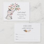 Boho Waterverf Elephant Flowers Mam Roep Contactkaartje (Voorkant / Achterkant)