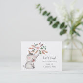 Boho Waterverf Elephant Flowers Mam Roep Contactkaartje (Staand voorkant)