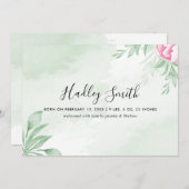 Boho Waterverf Eucalyptus Birth Announcement Card Aankondiging (Voorkant / Achterkant)