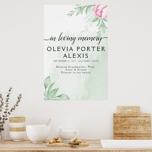 Boho Waterverf Eucalyptus Bladeren Funeral Welkom Poster (Keuken)