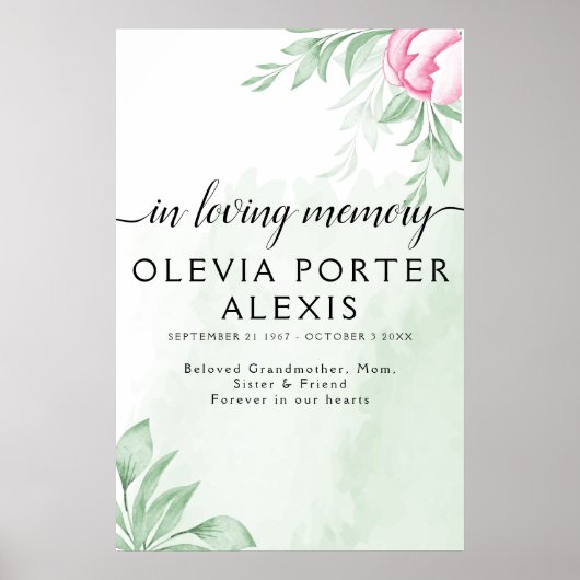 Boho Waterverf Eucalyptus Bladeren Funeral Welkom Poster (Voorkant)