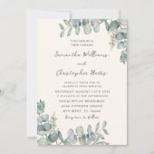 Boho Waterverf Eucalyptus Blue Green Wedding Invi Kaart (Voorkant)
