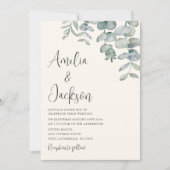 Boho Waterverf Eucalyptus Blue Green Wedding Invi Kaart (Voorkant)