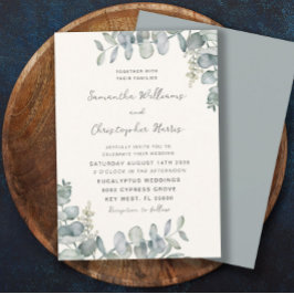 Boho Waterverf Eucalyptus Blue Green Wedding Invi Kaart