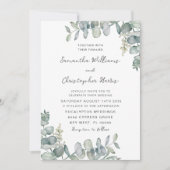 Boho Waterverf Eucalyptus Blue Green Wedding Kaart (Voorkant)