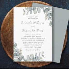 Boho Waterverf Eucalyptus Blue Green Wedding Kaart