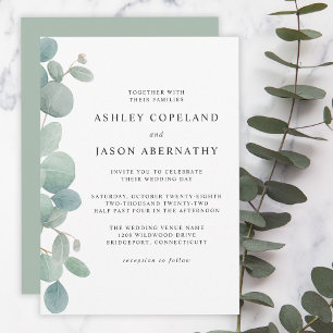Boho Waterverf Eucalyptus Border Bruiloft Kaart