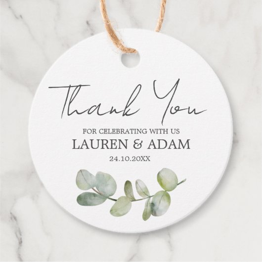 Boho Waterverf eucalyptus bruiloft Bedankjes Labels (Voorkant)