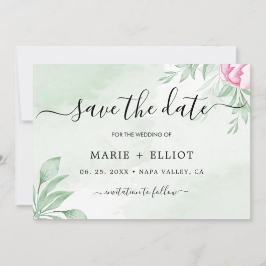 Boho Waterverf eucalyptus bruiloft Save The Date (Voorkant)