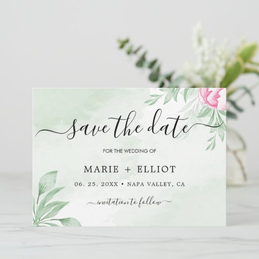 Boho Waterverf eucalyptus bruiloft Save The Date (Staand voorkant)