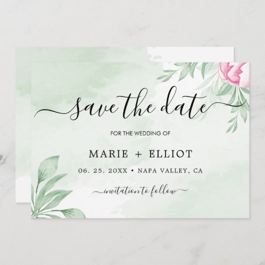 Boho Waterverf eucalyptus bruiloft Save The Date (Voorkant / Achterkant)