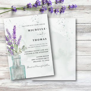 Boho Waterverf Eucalyptus en Lavendel Bruiloft Kaart