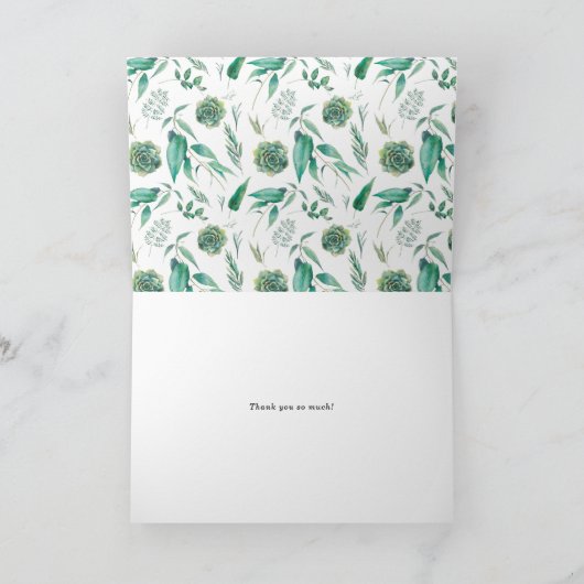 Boho Waterverf Eucalyptus en Succulente Lijst Bedankkaart (Binnen)