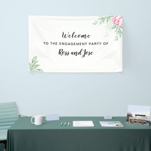 Boho Waterverf Eucalyptus Engagement Party Spandoek (Beurs)