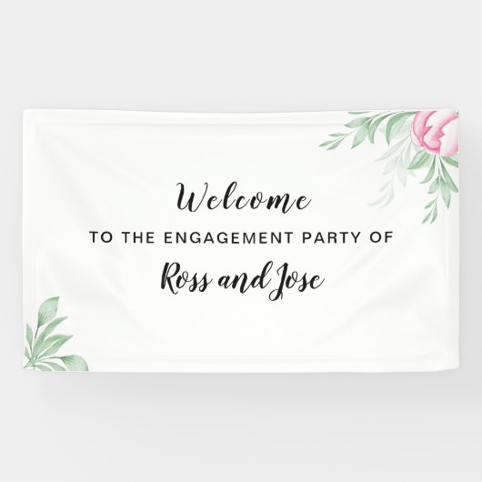 Boho Waterverf Eucalyptus Engagement Party Spandoek (Horizontaal)