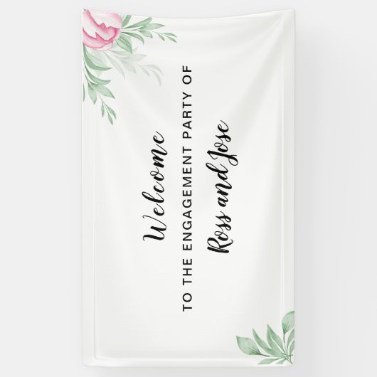 Boho Waterverf Eucalyptus Engagement Party Spandoek (Verticaal)