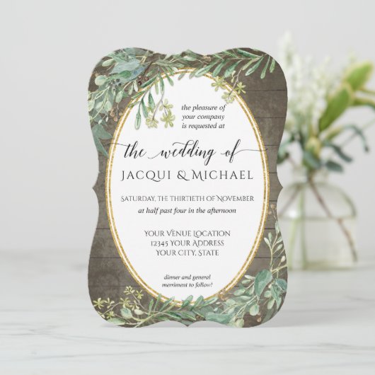 Boho Waterverf Eucalyptus Foliage Rustige Hout Kaart (Staand voorkant)