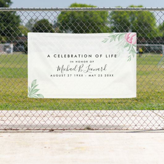 Boho Waterverf Eucalyptus Funeral Memorial Spandoek (Insitu)