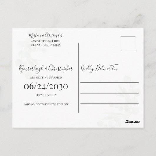 Boho Waterverf Eucalyptus Geometric Save the Date Briefkaart (Achterkant)