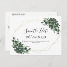 Boho Waterverf Eucalyptus Geometric Save the Date