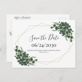 Boho Waterverf Eucalyptus Geometric Save the Date Briefkaart