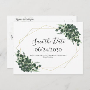 Boho Waterverf Eucalyptus Geometric Save the Date Briefkaart