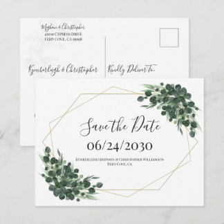 Boho Waterverf Eucalyptus Geometric Save the Date Briefkaart