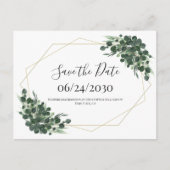 Boho Waterverf Eucalyptus Geometric Save the Date Briefkaart (Voorkant)