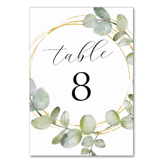 Boho Waterverf Eucalyptus & Gold Wedding Kaart (Voorkant)