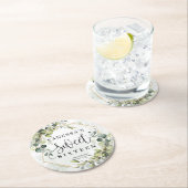 Boho waterverf eucalyptus goud 16e verjaardag ronde kartonnen onderzetter (Insitu)