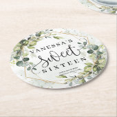 Boho waterverf eucalyptus goud 16e verjaardag ronde kartonnen onderzetter (Gebogen)