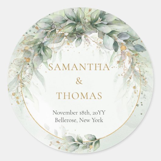 Boho waterverf eucalyptus gouden lijst Stickers (Voorkant)