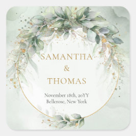 Boho waterverf eucalyptus gouden lijst Stickers