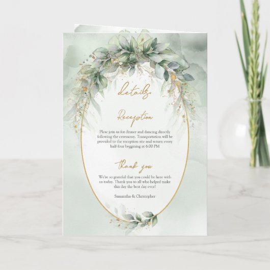 Boho waterverf eucalyptus gouden ovaal lijst progr programma (Achterkant)