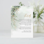 Boho waterverf eucalyptus gouden ovale details kaa informatiekaartje (Staand voorkant)