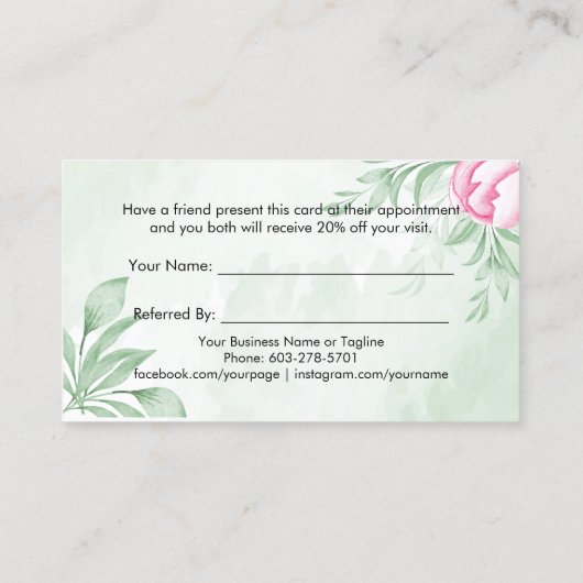 Boho Waterverf Eucalyptus Greenery Aanbevelingskaartje (Achterkant)