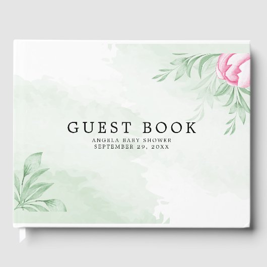 Boho Waterverf Eucalyptus Greenery​ Baby shower Gastenboek (Voorkant)